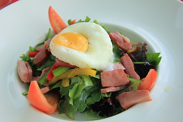 Image showing Poached egg and salad