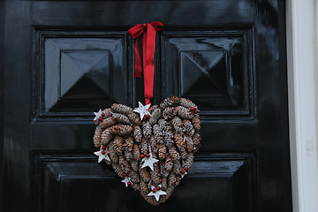 Image showing Christmas decoration on front door