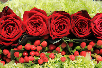 Image showing Red rose wedding arrangement