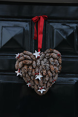 Image showing Christmas decoration on front door