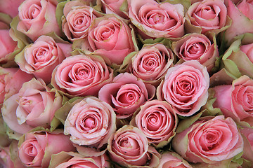 Image showing Pink roses in a wedding arrangement