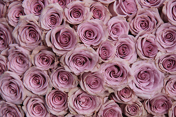 Image showing Purple rose wedding arrangement