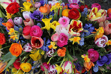 Image showing Bright colored spring flower bouquet