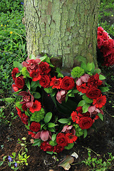 Image showing Heart shaped sympathy flowers