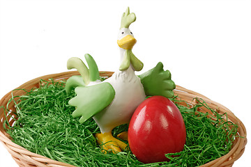 Image showing Red easter egg with cock