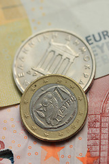 Image showing Greek and euro money