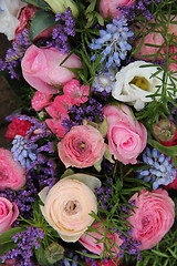 Image showing Wedding arrangement in blue and pink