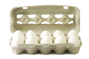 Image showing White eggs in a cardboard