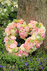 Image showing Heart shaped sympathy flowers