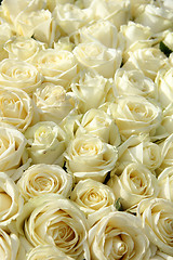 Image showing Group of white roses in floral wedding decorations