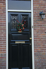 Image showing Front door with Christmas decorations