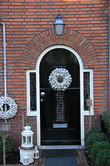 Image showing Front door with Christmas decorations