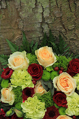 Image showing Green and pink wedding flowers