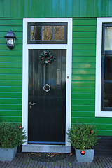 Image showing Front door with Christmas decorations