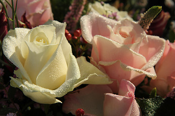 Image showing Wedding Flowers: Different shades of pink roses