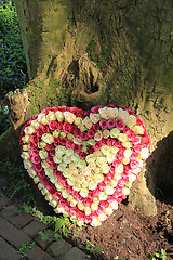 Image showing Heart shaped sympathy flowers