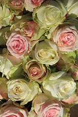 Image showing White and Pink roses in wedding arrangement