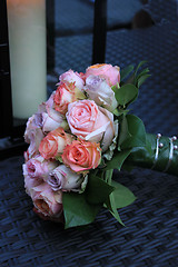 Image showing Pastel roses in bridal bouquet