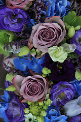 Image showing Blue and purple bridal bouquet