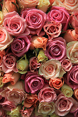 Image showing Roses in different shades of pink, wedding arrangement