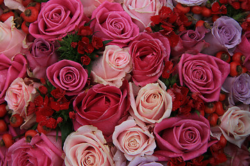 Image showing Bridal roses in pink and purple