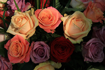 Image showing Pastel roses in bridal arrangement