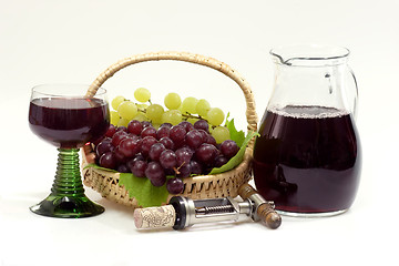 Image showing Red Wine and wine jug