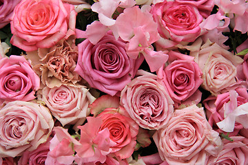 Image showing Lathyrus and roses in a wedding bouquet