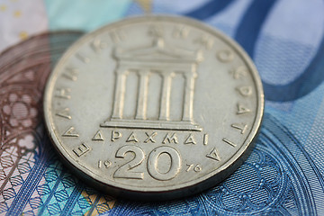 Image showing Greek and euro money