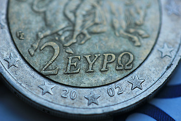 Image showing Greek 2 euro close up