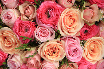 Image showing Pink rose bridal bouquet