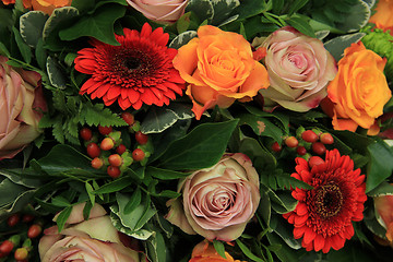 Image showing Roses and gerberas in a wedding arrangement