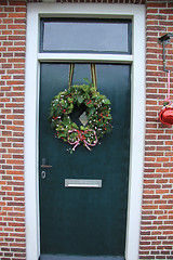 Image showing Front door with Christmas decorations