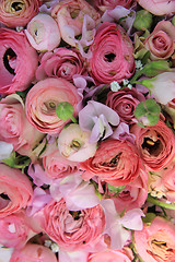 Image showing Pink roses and ranunculus bridal bouquet