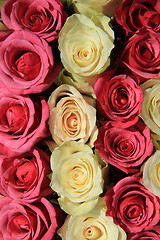 Image showing Pink roses in different shades in wedding arrangement