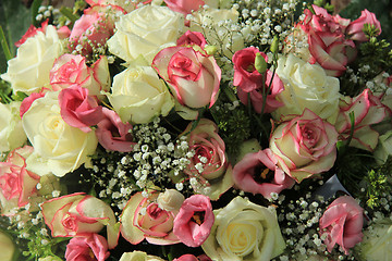 Image showing Bridal flower arrangement in pink and white