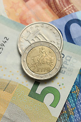 Image showing Greek and euro money