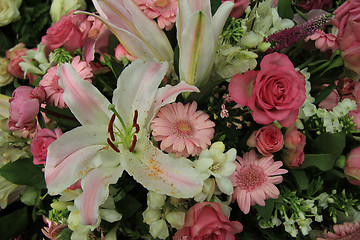 Image showing White and pink wedding flowers