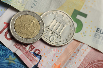 Image showing Greek and euro money