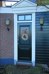 Image showing Front door with Christmas decorations