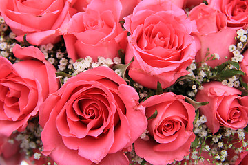 Image showing Pink roses in a bridal arrangement