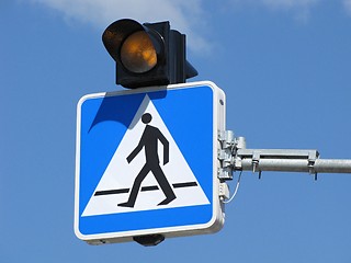 Image showing road sign pedestrian crossing