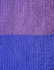 Image showing Purple and blue striped stockinette knitting 