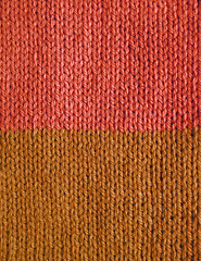 Image showing Length of stockinette stitch knitting in pink and brown yarn
