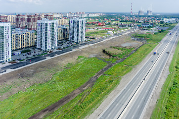 Image showing Residential area over city plant background.Tyumen