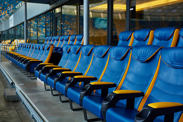 Image showing blue chair on sport stadium