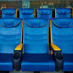 Image showing blue chair on sport stadium