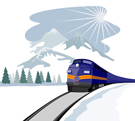 Image showing Train traveling during winter