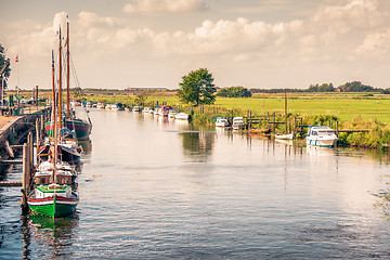 Image showing Boats on a river canal