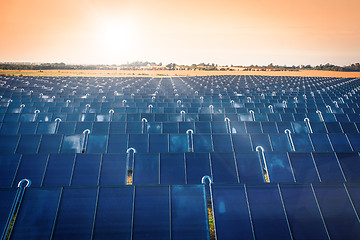 Image showing Solar park in the sunrise